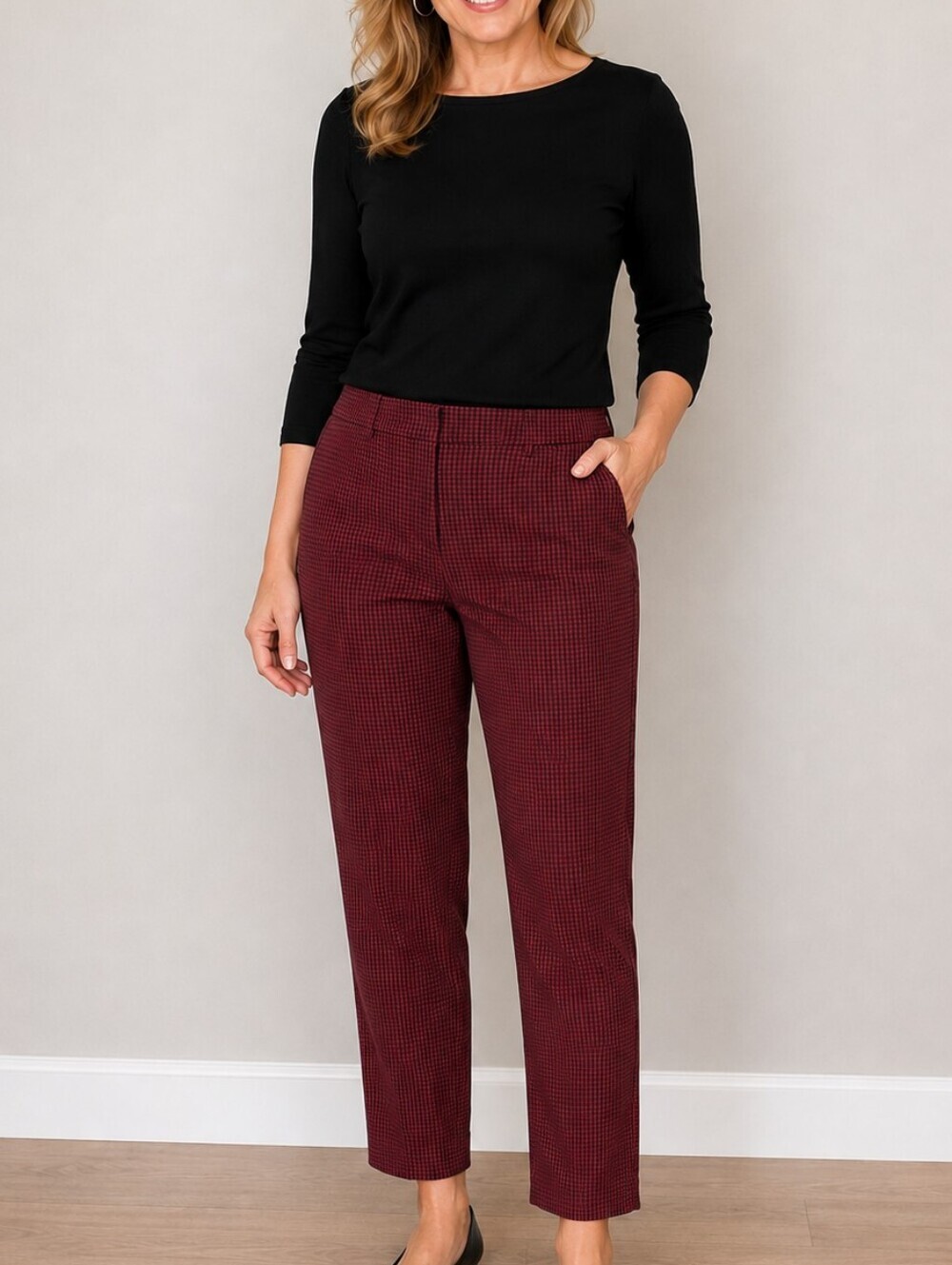 Vtg TALBOTS 1990s Gingham Chatham Midrise Ankle Trouser Pants
